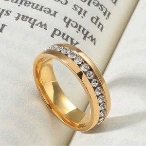 Boutique Gold (Gold Plated Stainless Steel) Zircon Stackable Row Ring